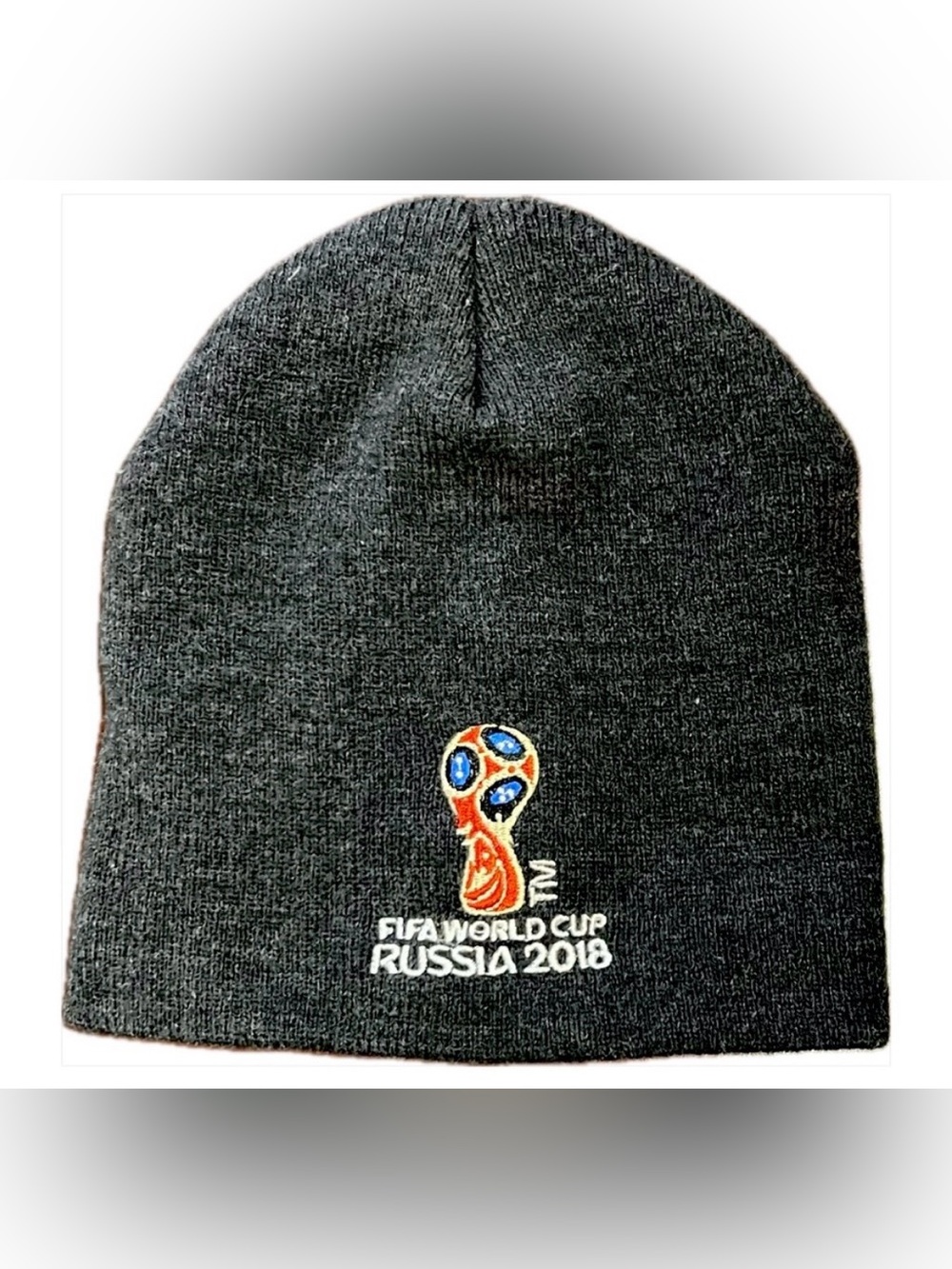 FIFA World Cup Russia 2018 lined warm charcoal gray hat skull cap NEW